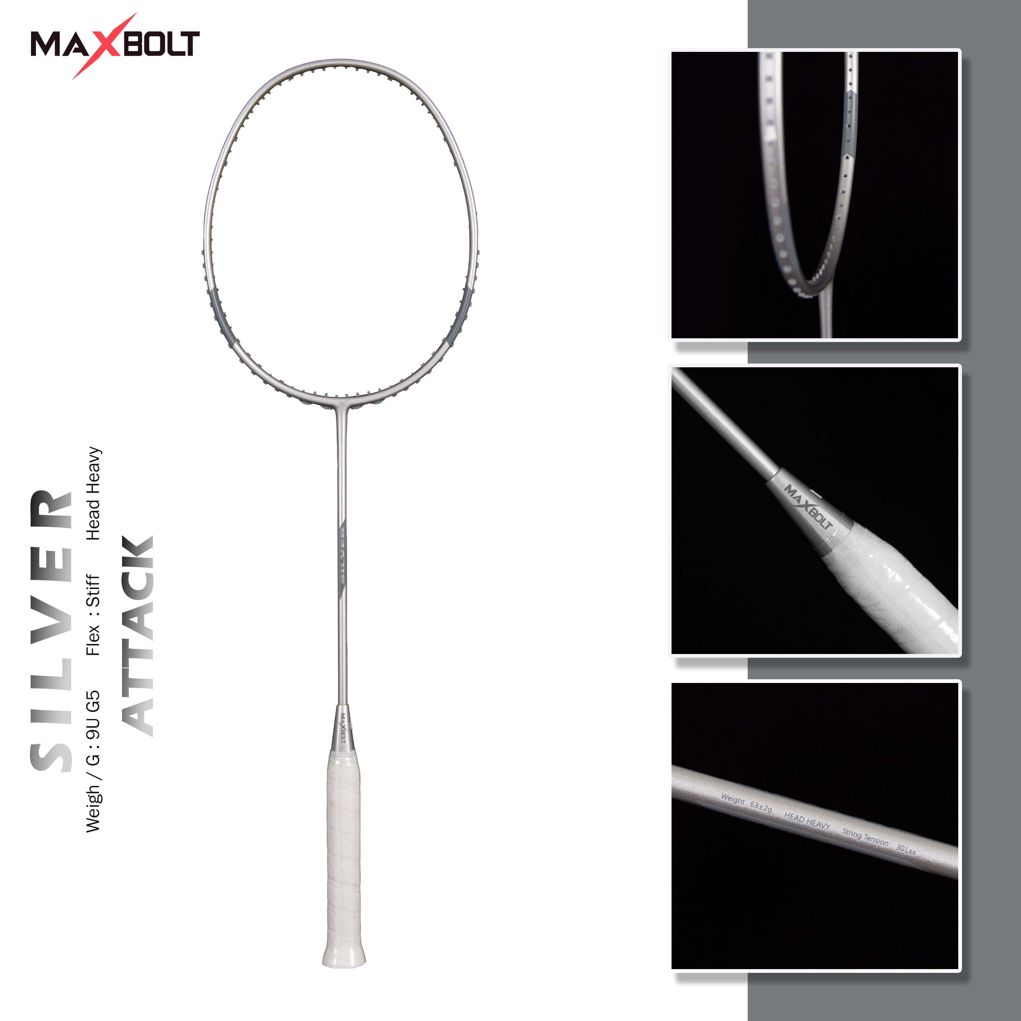 MAXBOLT SILVER-BADMINTON RACKET – Maxbolt