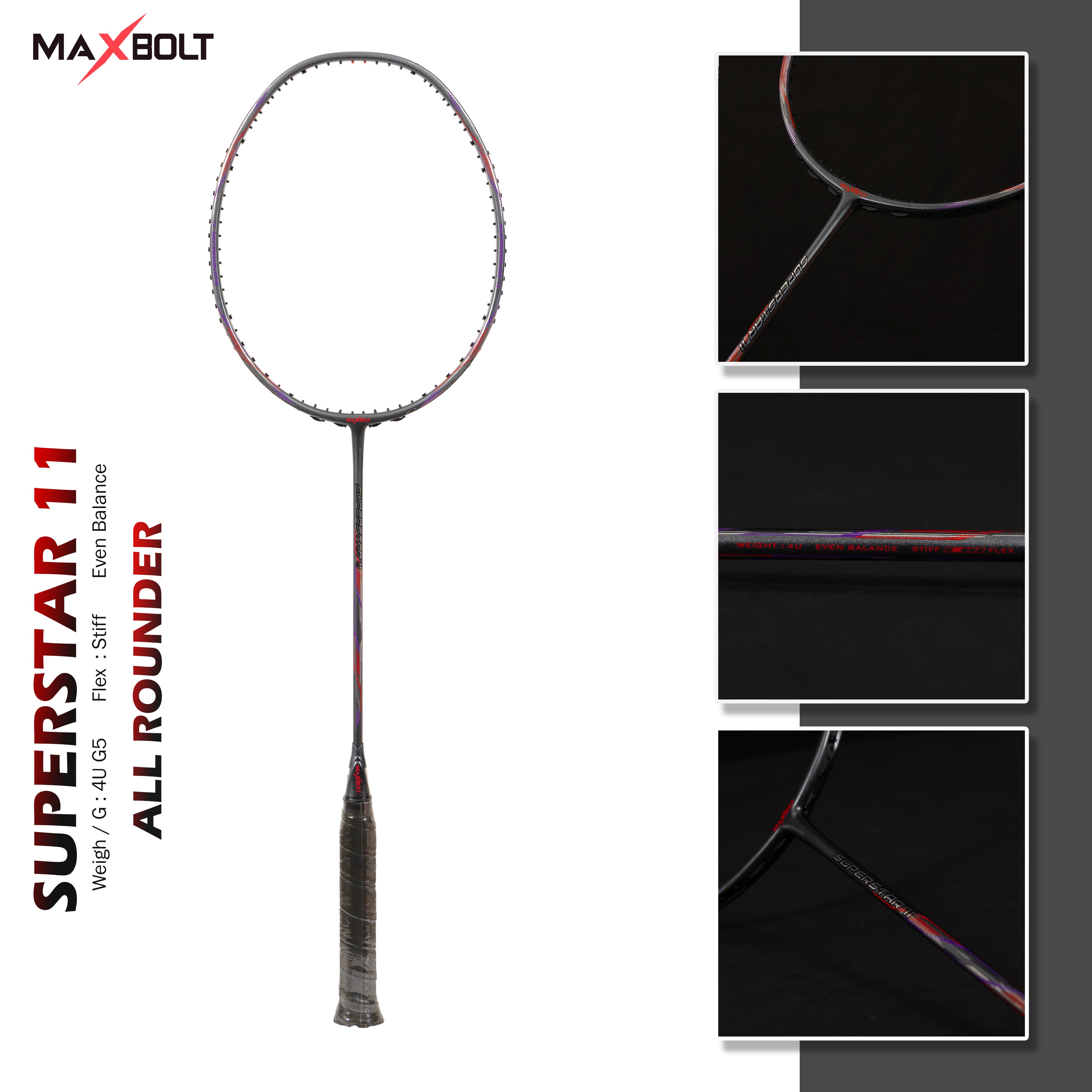 MAXBOLT SUPERSTAR 11 BLACK-BADMINTON RACKET – Maxbolt