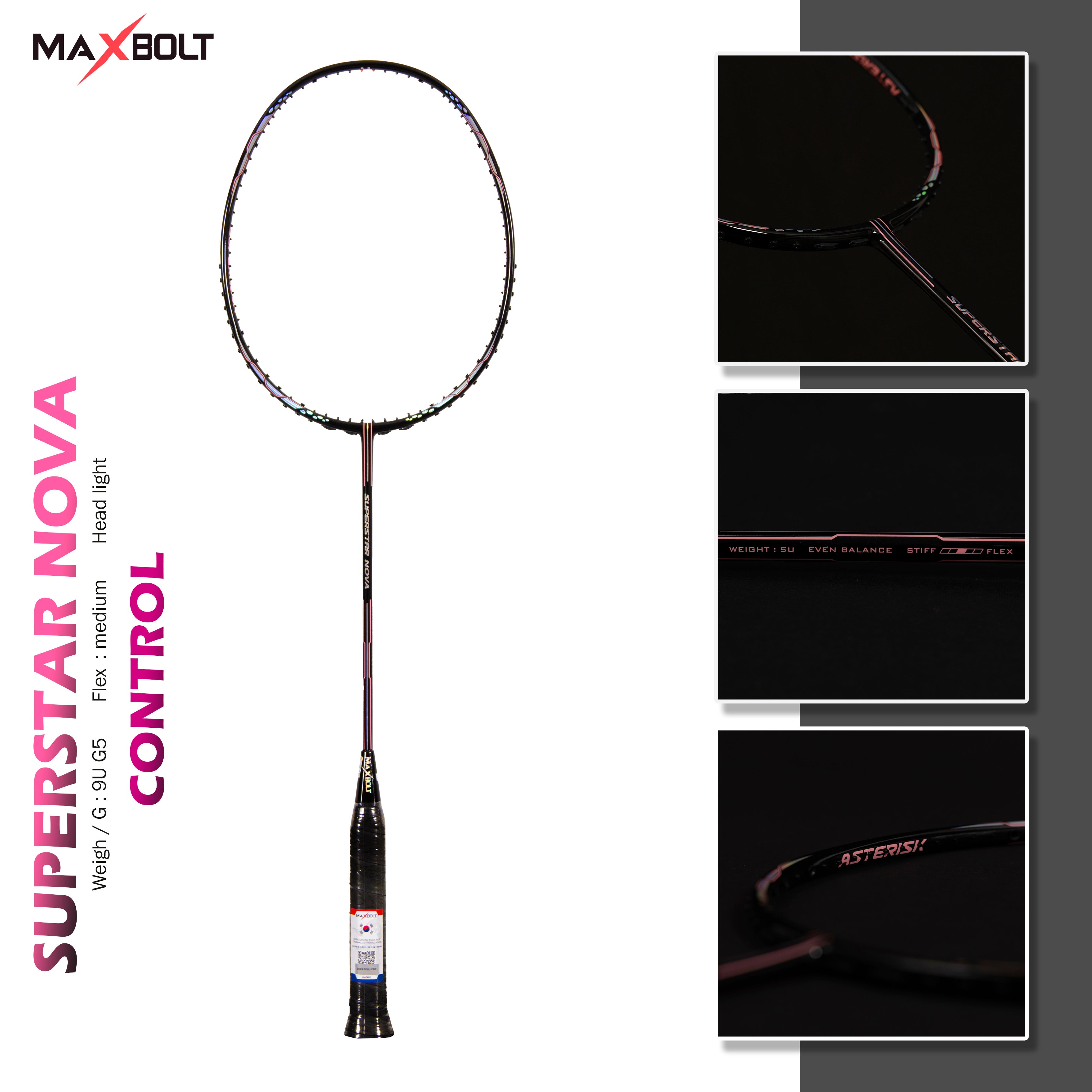 MAXBOLT SUPERSTAR NOVA BLACK/SILVER-BADMINTON RACKET – Maxbolt