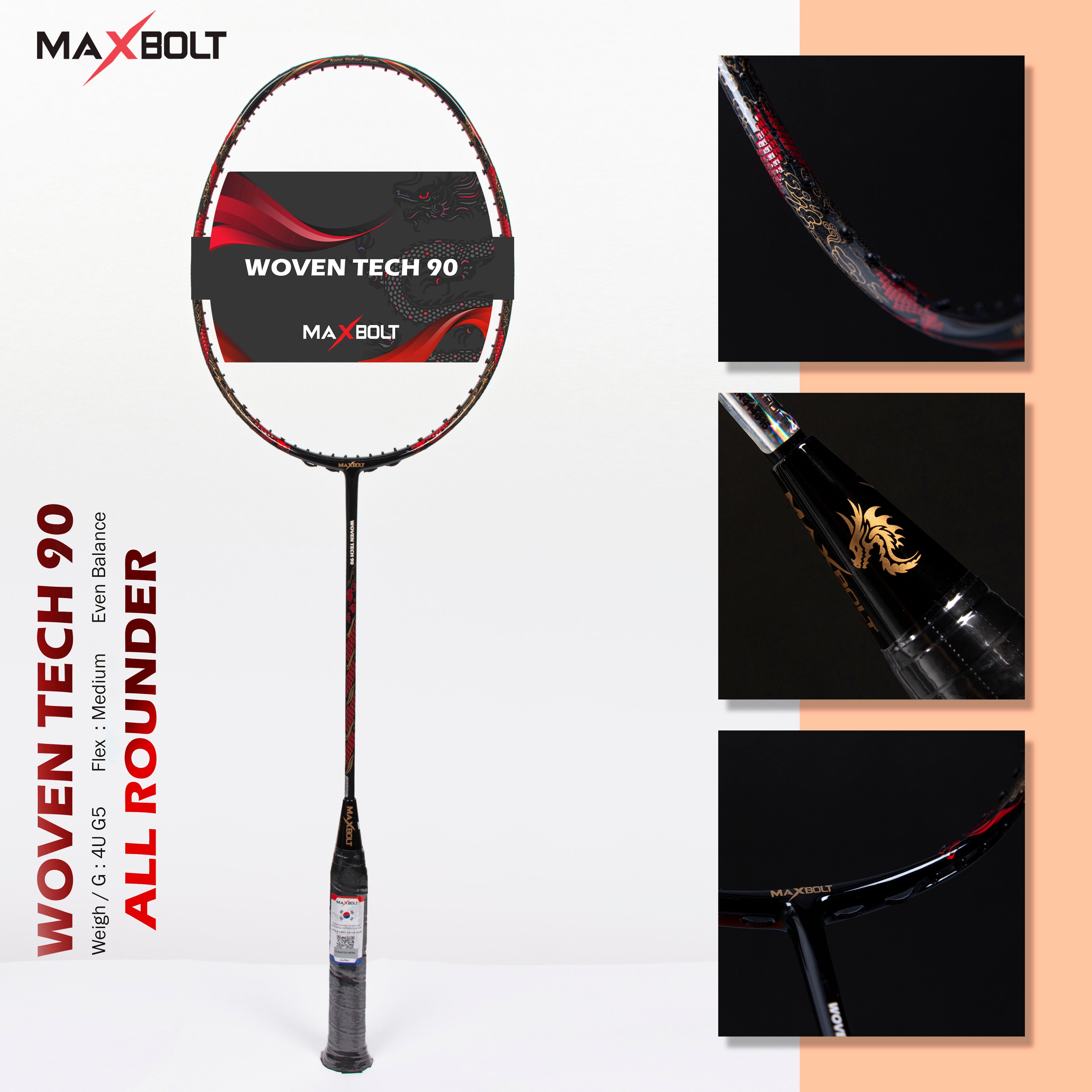 MAXBOLT WOVEN TECH 90 LIMITED EDITION-BADMINTON RACKET – Maxbolt